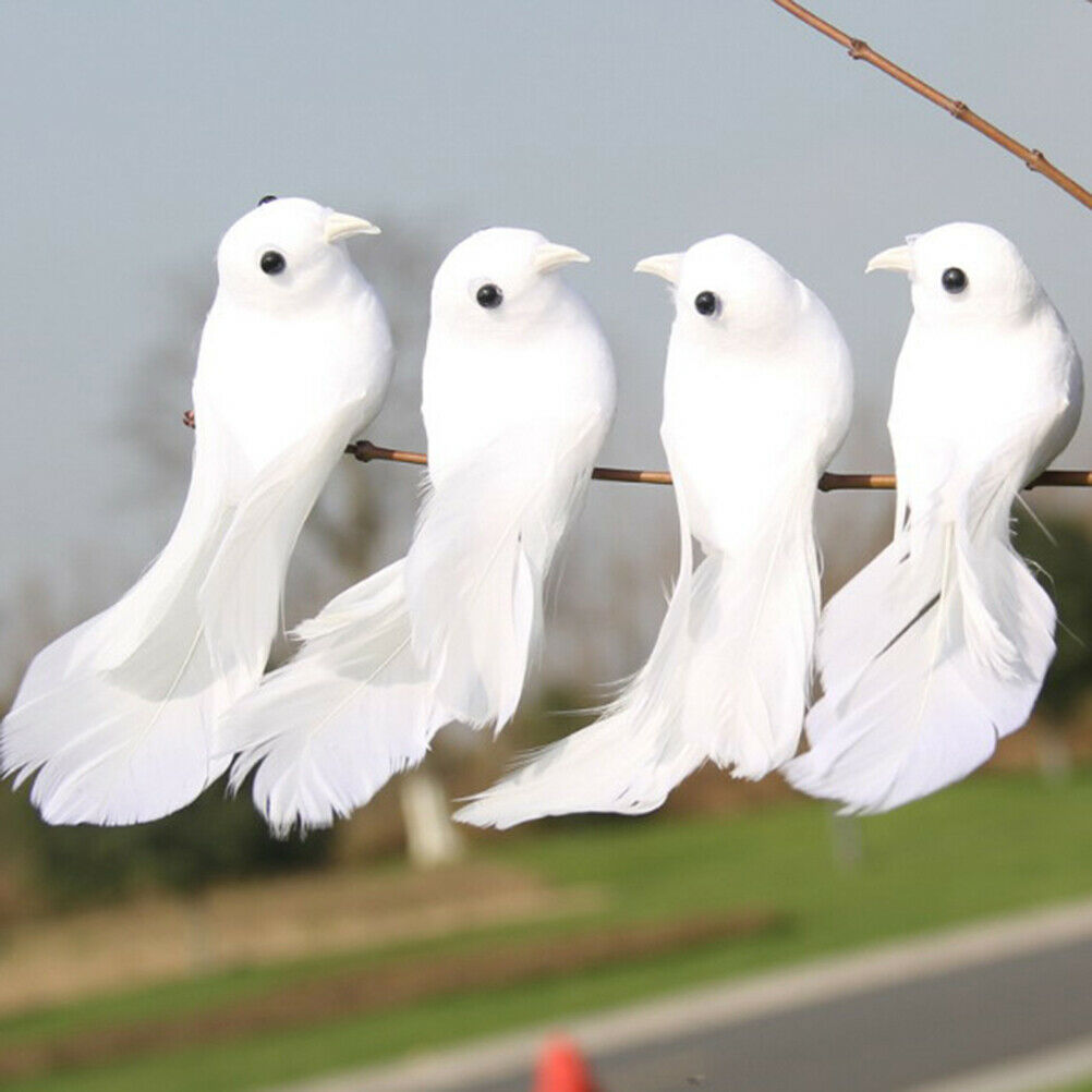 2Pcs Birds Simulation Artificial Feather Doves Feather Park Mall Ornament.l8