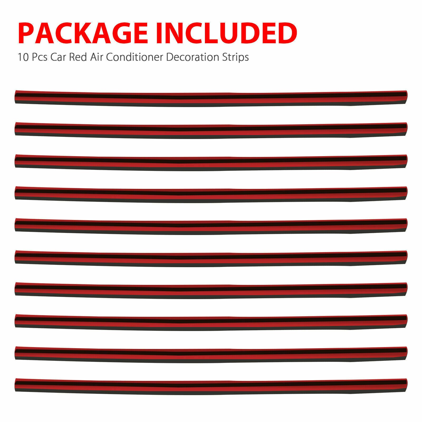 10Pcs Auto Car Accessories Red Air Conditioner Air Outlet Decoration Strip 20cm