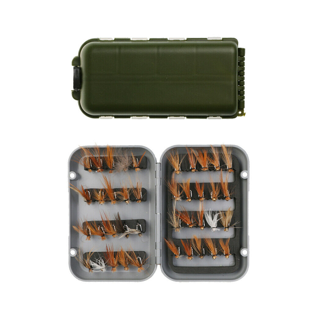 Fishing Tackle Set 40 Pieces Various Dry Fly Hooks with Fly Box + Waterproof
