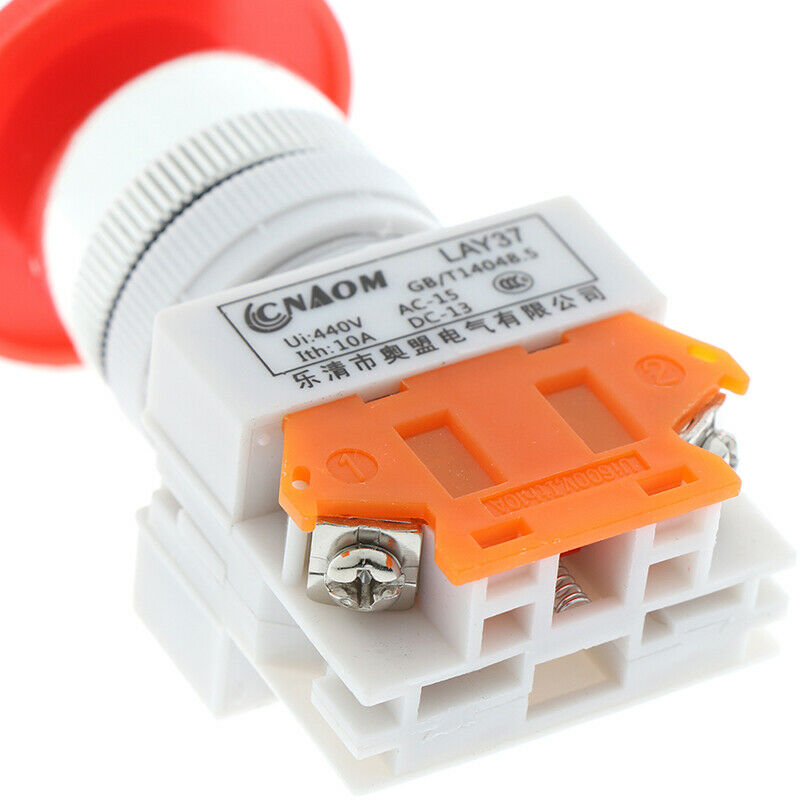 1Pc Red Mushroom Cap Normally Closed Emergency Stop Push Switch Button10A LAA WF