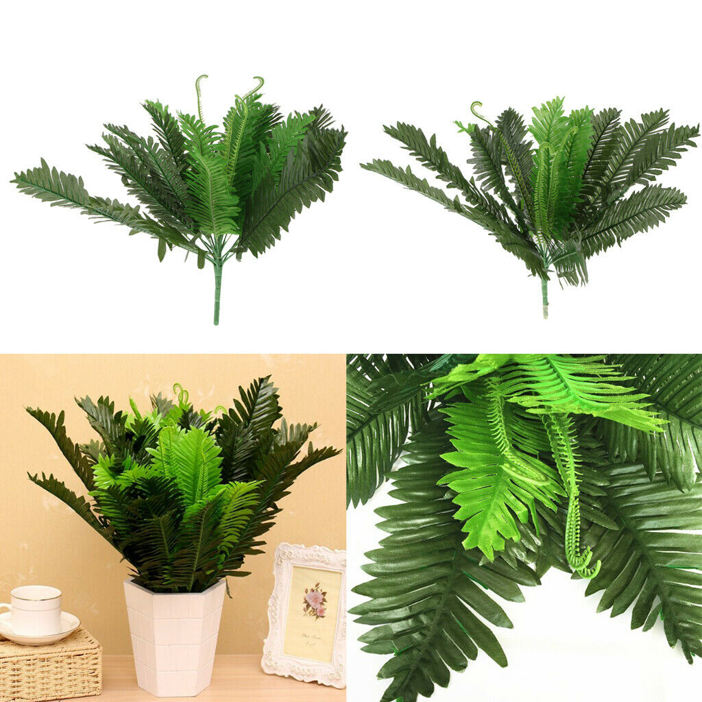 Artificial Cycas Leaves Silk Cloth Plastic Plants Bouquet Green 18 Leaves
