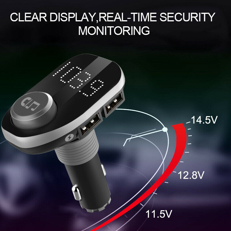 9V-28V Car Bluetooth MP3 Hands-free Player FM Transmitter EQ Bass QC3.0 Charger