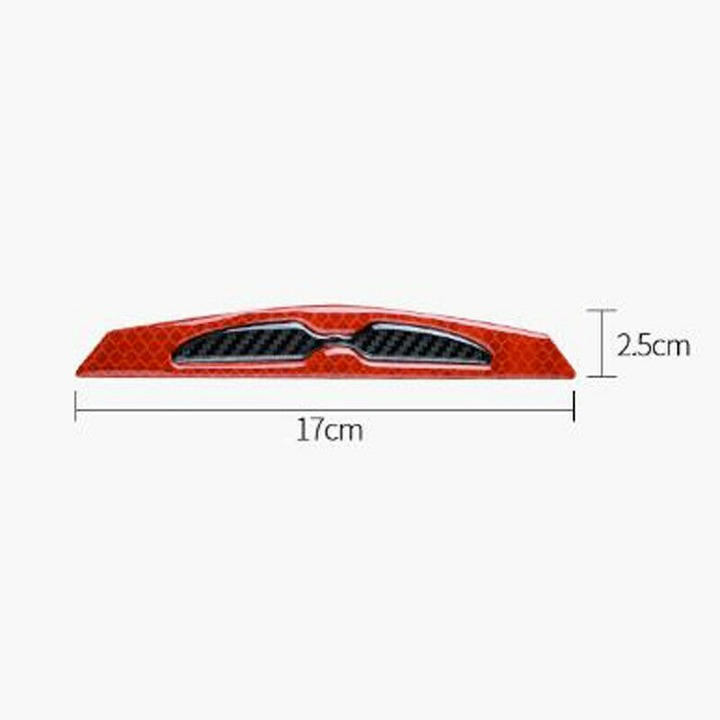 4pcs Red Car Door Anti-Collision Strip Reflective Stickers Carbon Fiber Pattern