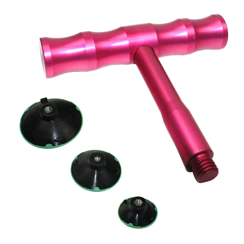 Car Paintless Dent Repair Removal Tool Kit Lifter T-Bar & 3x Suction Tabs