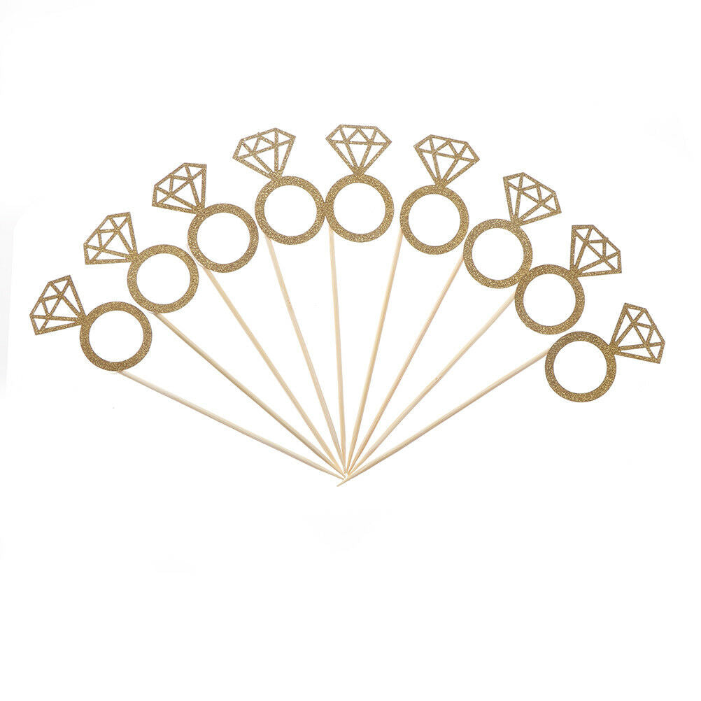 10X Diamond Ring Cupcake Toppers Engagement Wedding Party Table Decoration.l8