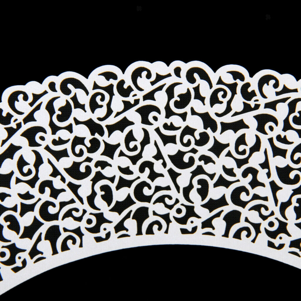 36pc Vines Hollow Cupcake Wrappers Muffin Cake Lace Wraps Case Wedding Ice white