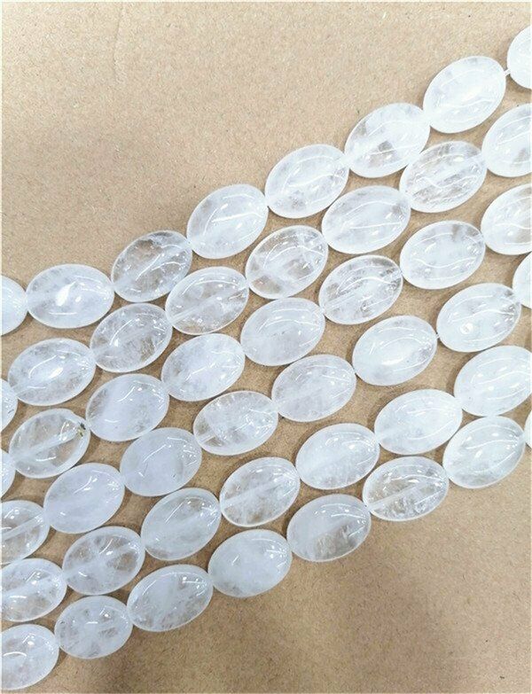 1 Strand 18x13x6mm Natural White Crystal Oval Spacer Loose Beads 15.5inch HH8020