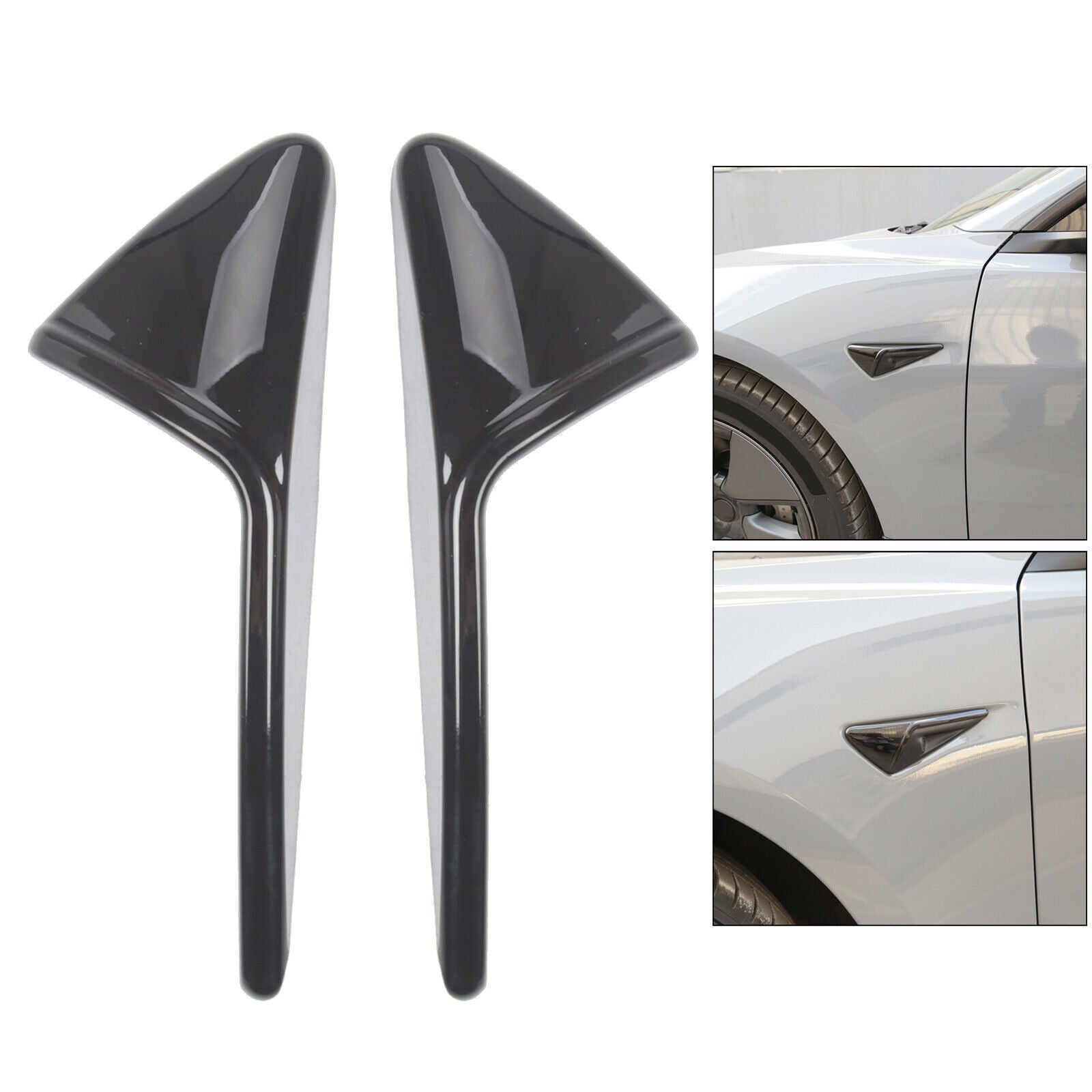 2x Side Cover for Tesla Decoration Trim ABS Auto Exterior glossy black