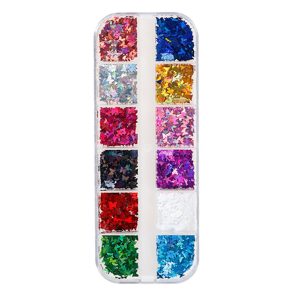 24 Color Nail Sparkle Iridescent Foil Flakes Fragments Nails Art Supplies Decals