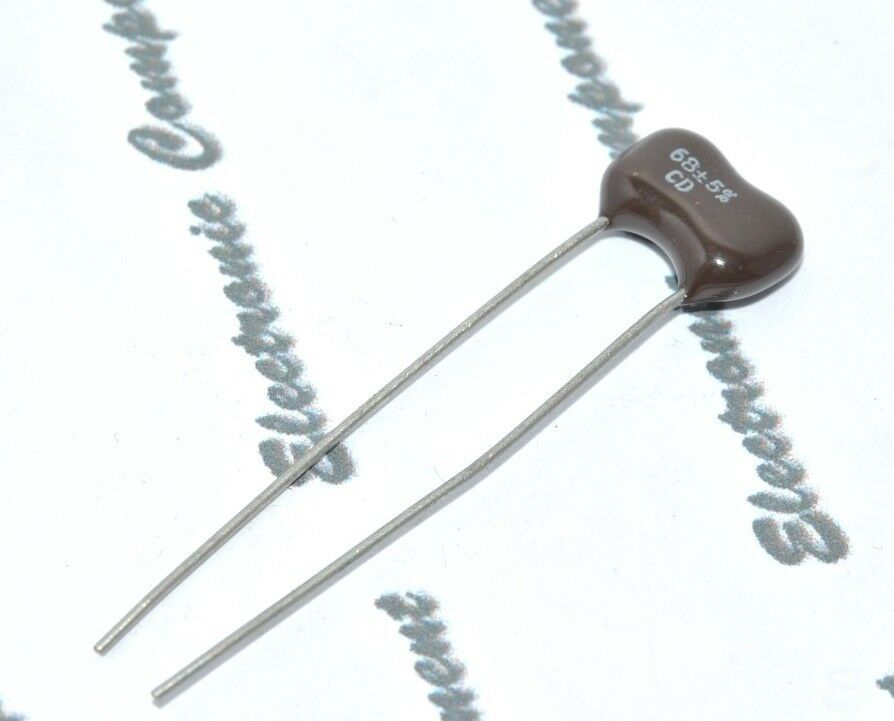 2pcs - Cornell Dubilier 68P (68PF 0.068nF) 500V 5% Silvered Mica Capacitor