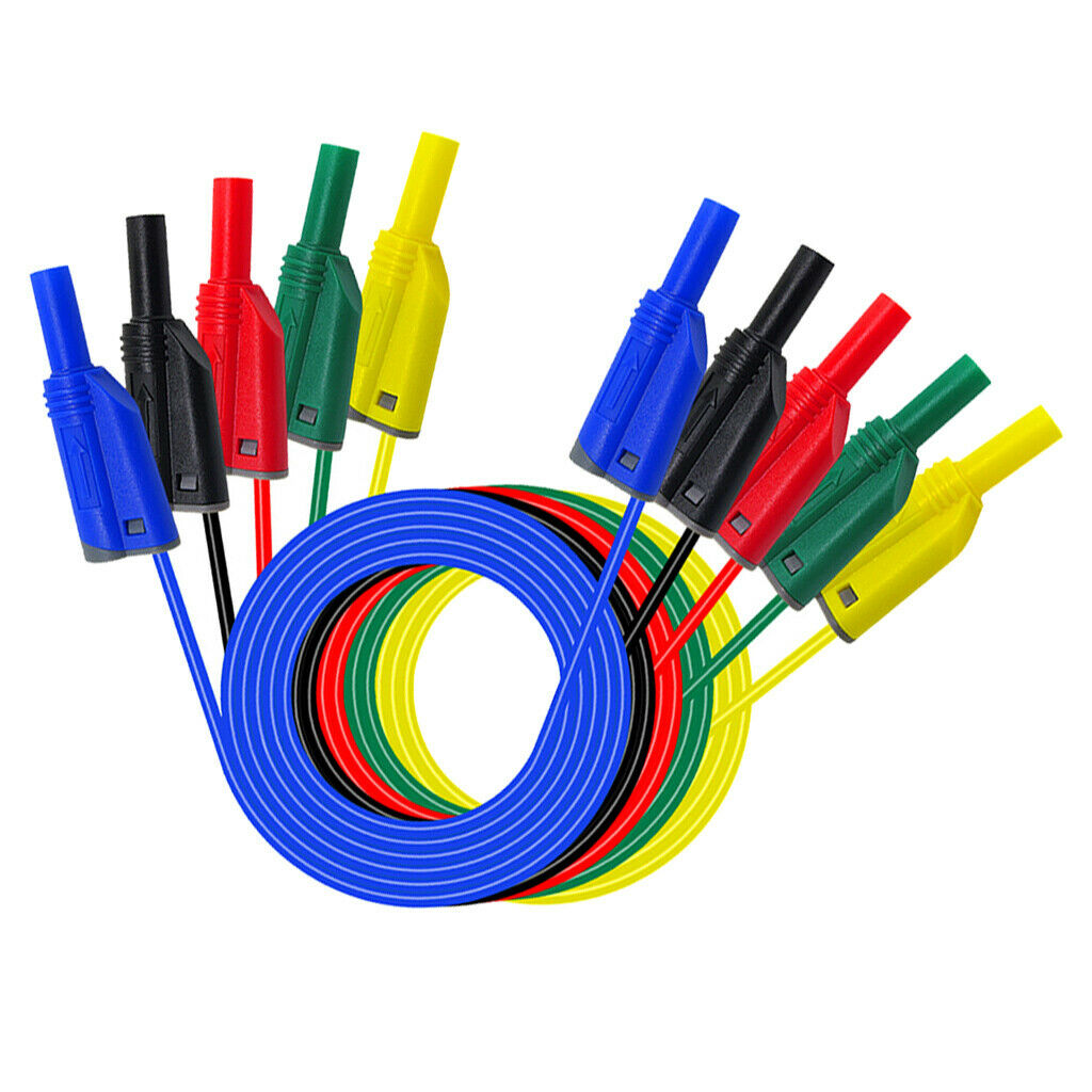 5pcs Banana Plug to Banana, Test Cable Lead Connector - Dual Tester Probe