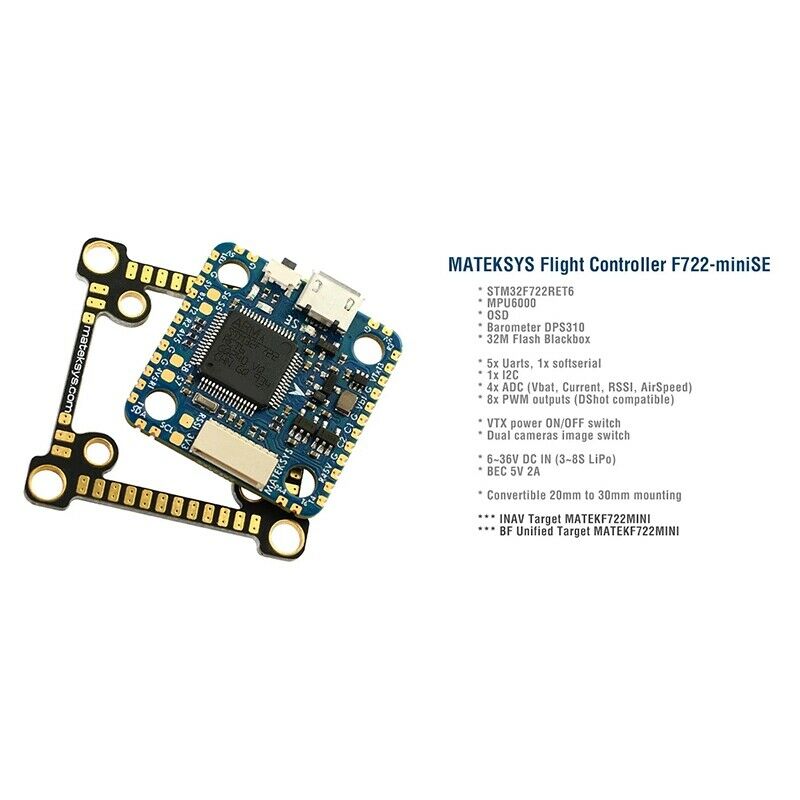 F722-Minise F7 Flight Controller Osd 3-8S 5V/2A Bec Mpu6000 32M for Rc Drone FT1