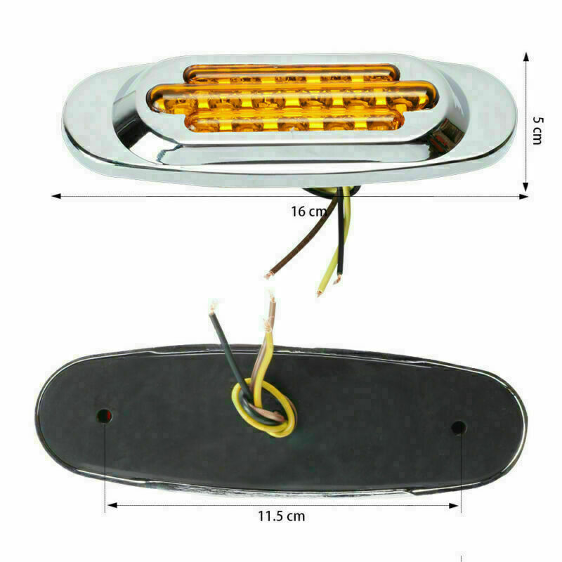 4x Amber 16 LED Truck Trailer Side Marker Turn Signal Lights Chrome 12V 3 Wires