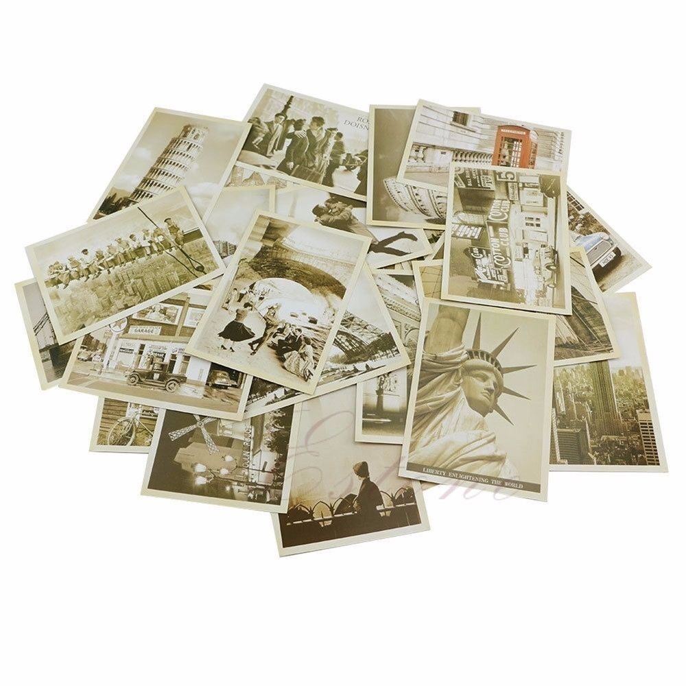 32pcs/Lot Duplicate Retro Posters Old Travel Postcards Wall Decoration Cards Set