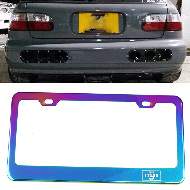 Car Rear License Plate Frame Tag Holder Mounting Bracket Stainless Steel Chrome
