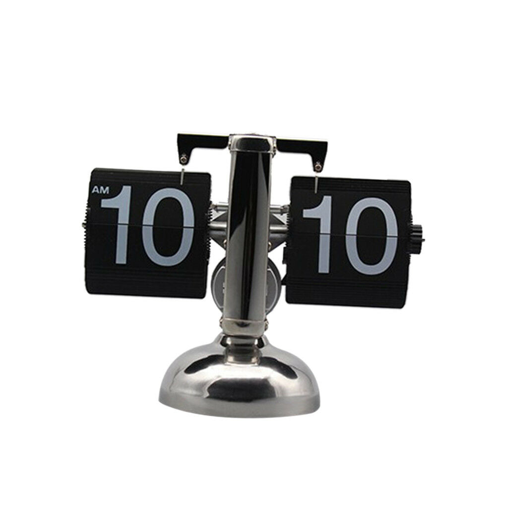 Retro Modern Scale Digital Desk Flip Clock Single Stand Metal Table Clocks