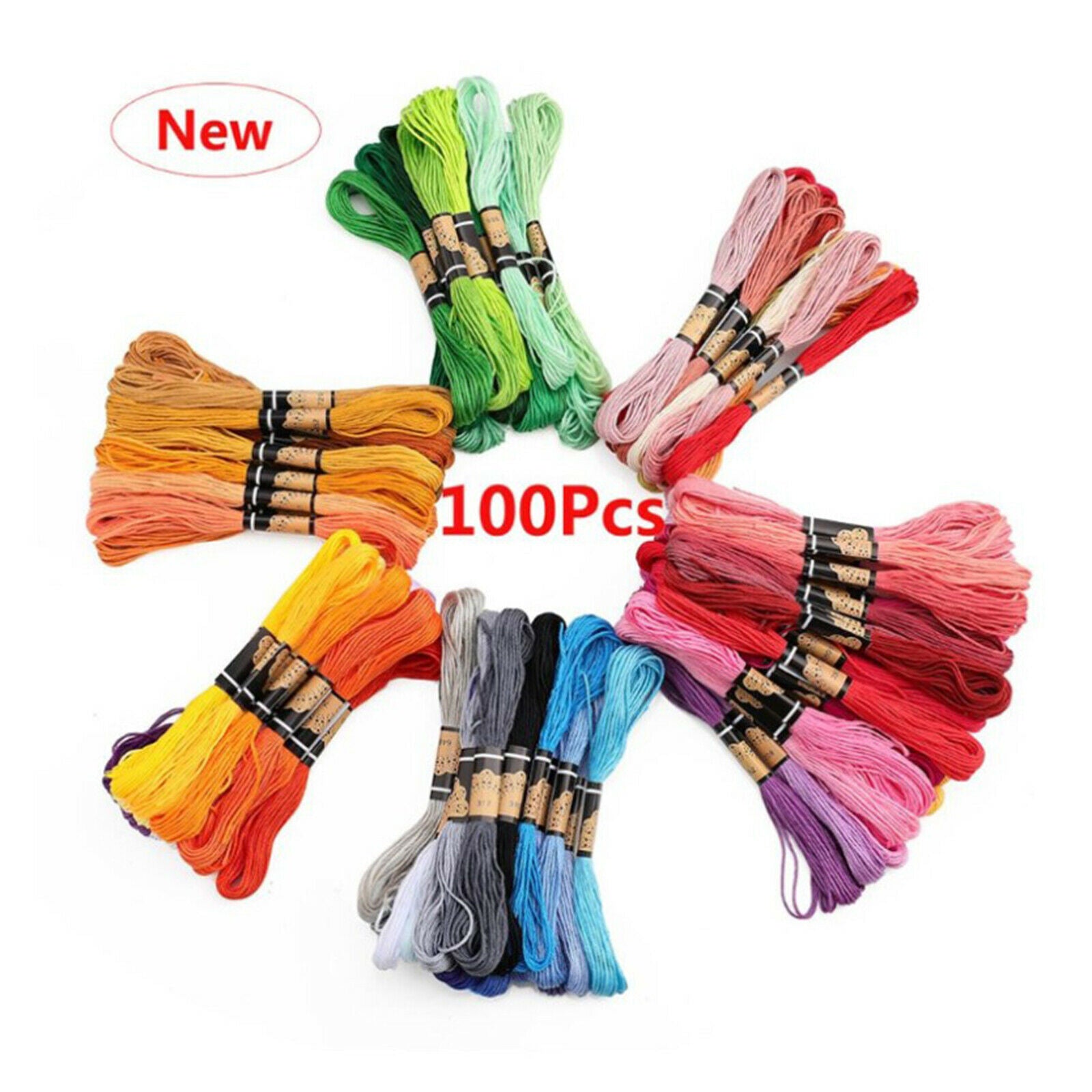 100 skeins Embroidery Thread Stitchwork Floss String Rug Tassels Beginners