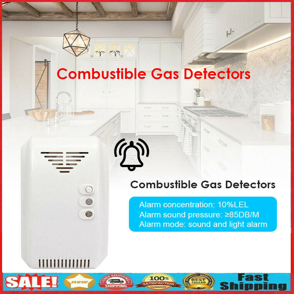 12V Wall Gas Detector Alarm Sound Light Warning Butane LPG Natural Smoke Sensor