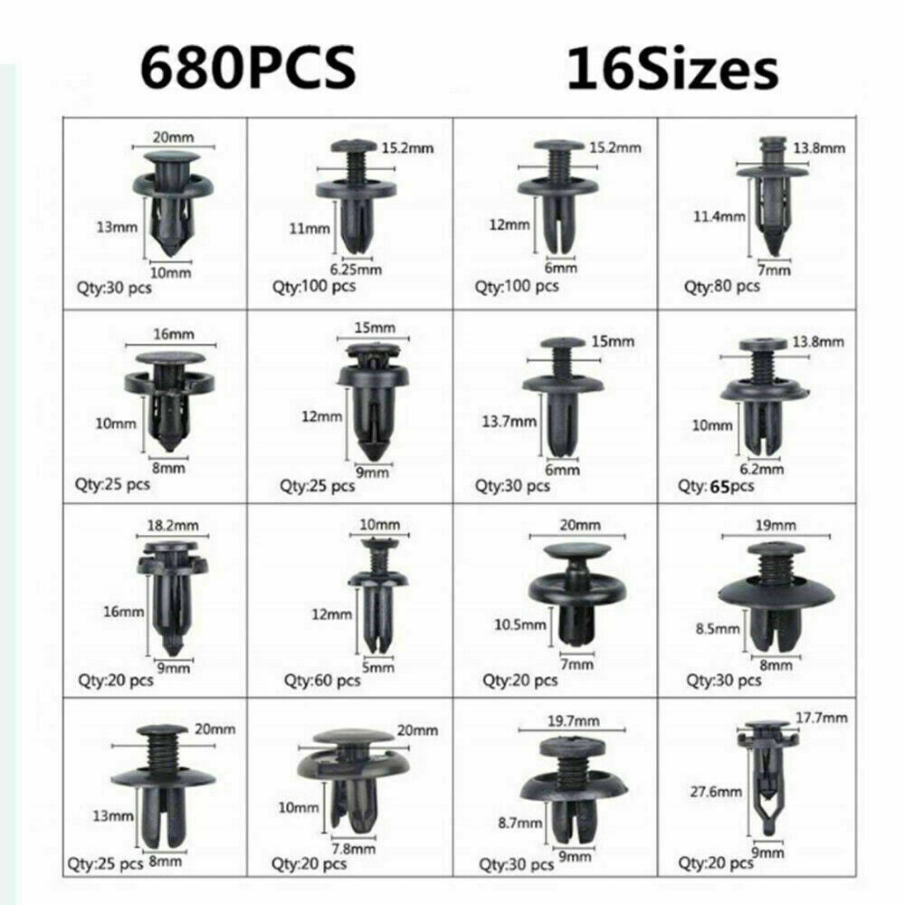 723Pcs Car Push Retainer Clips Assortment Nylon Bumper Fender Rivets Bumper Kit