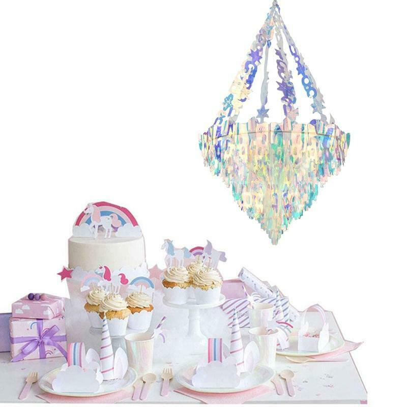Iridescent Party Hanging Chandelier Shaped Ceiling Ornaments for Bridal Shower