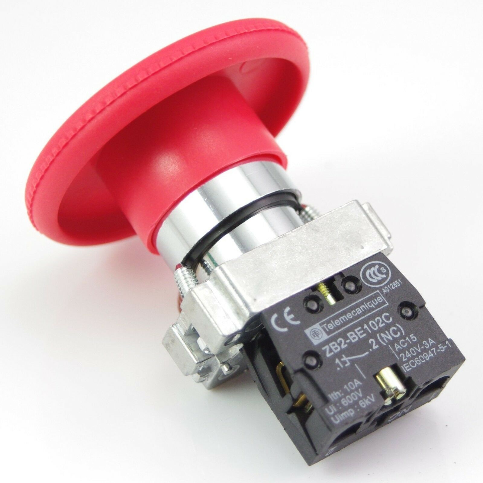 Lot 4 XB2BS642C Turn to Released 1N/C Red Emergency Stop Mushroom Push button