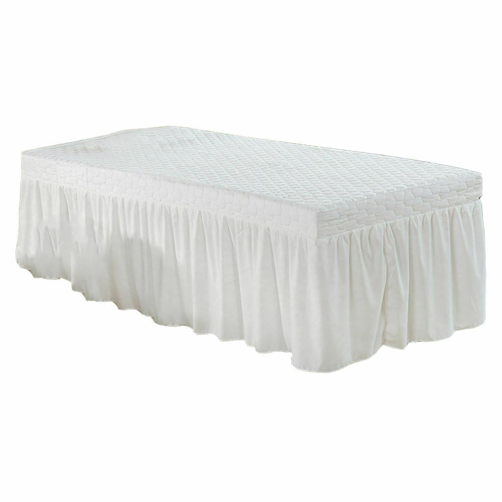 Massage Table Skirt Beauty Bed Cover Valance Sheet - White, as described