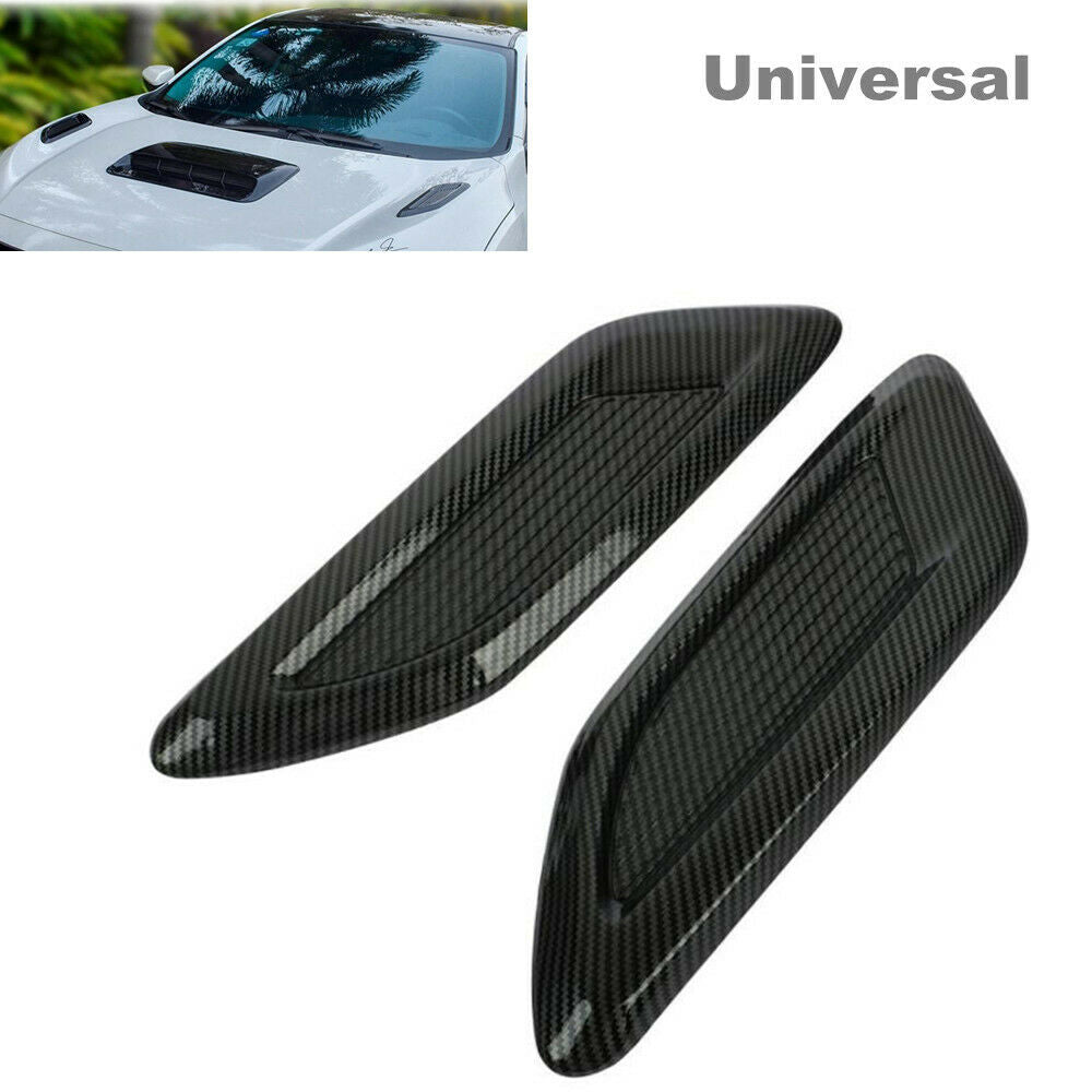 Car Hood Air Vent Louver Cooling Panel Decorate Trim Carbon Fiber Color Plastic