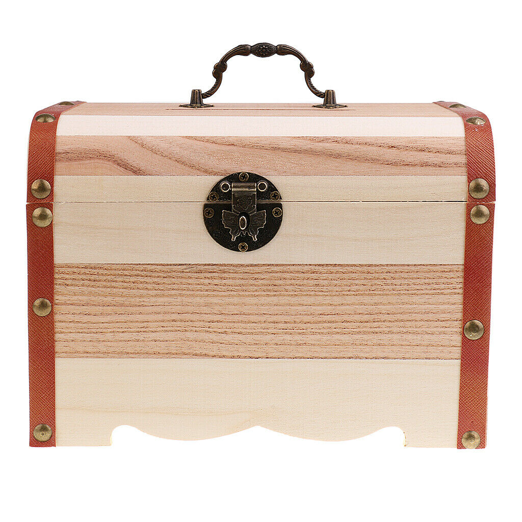 Wooden Safe Mony Box Piggy Bank for Children Birthday Christmas Gift Large