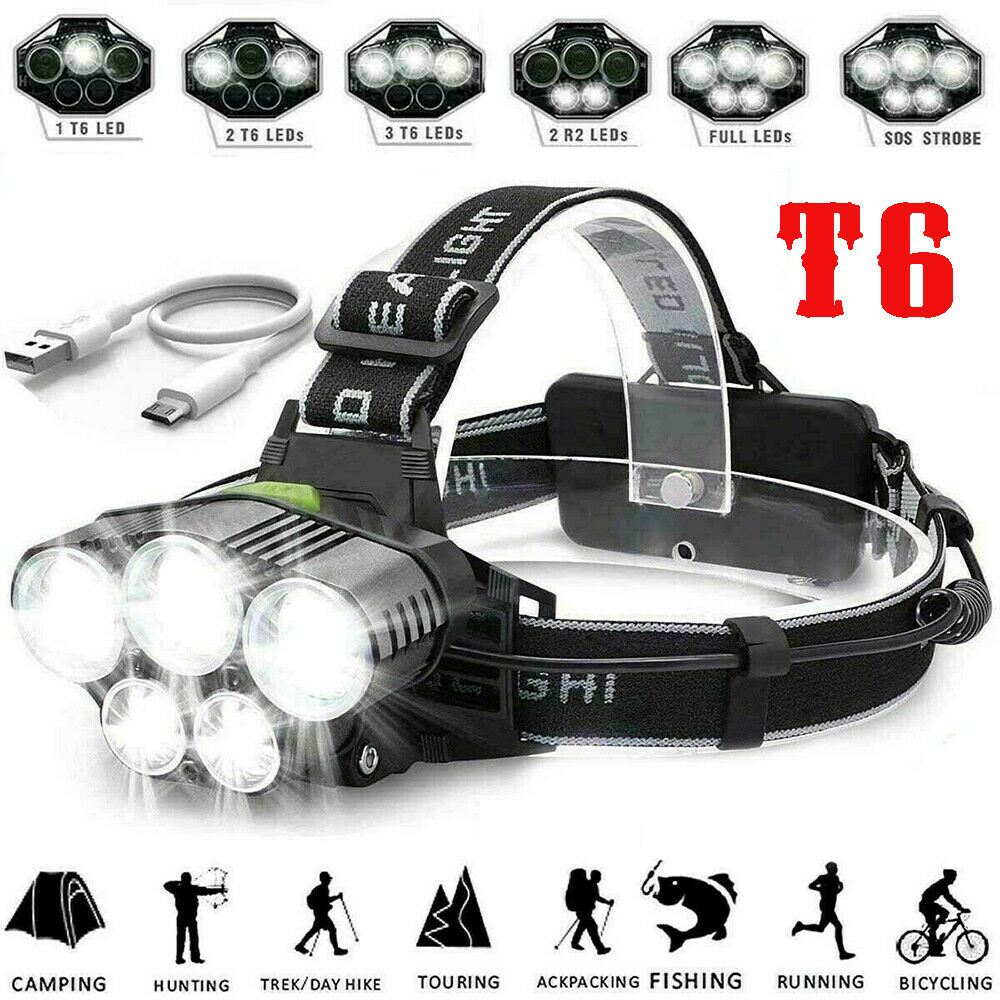 Powerful 350000LM LED Headlamp Rechargeable Headlight Flashlight Head Torch