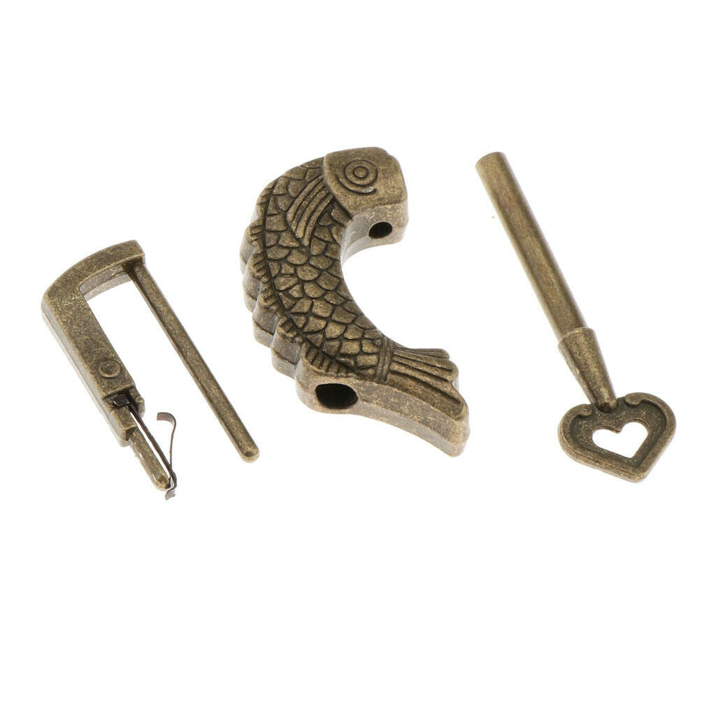 Carved Padlocks with Keys Lock Key for Jewelry Box Mini Gifts New Fish Shape