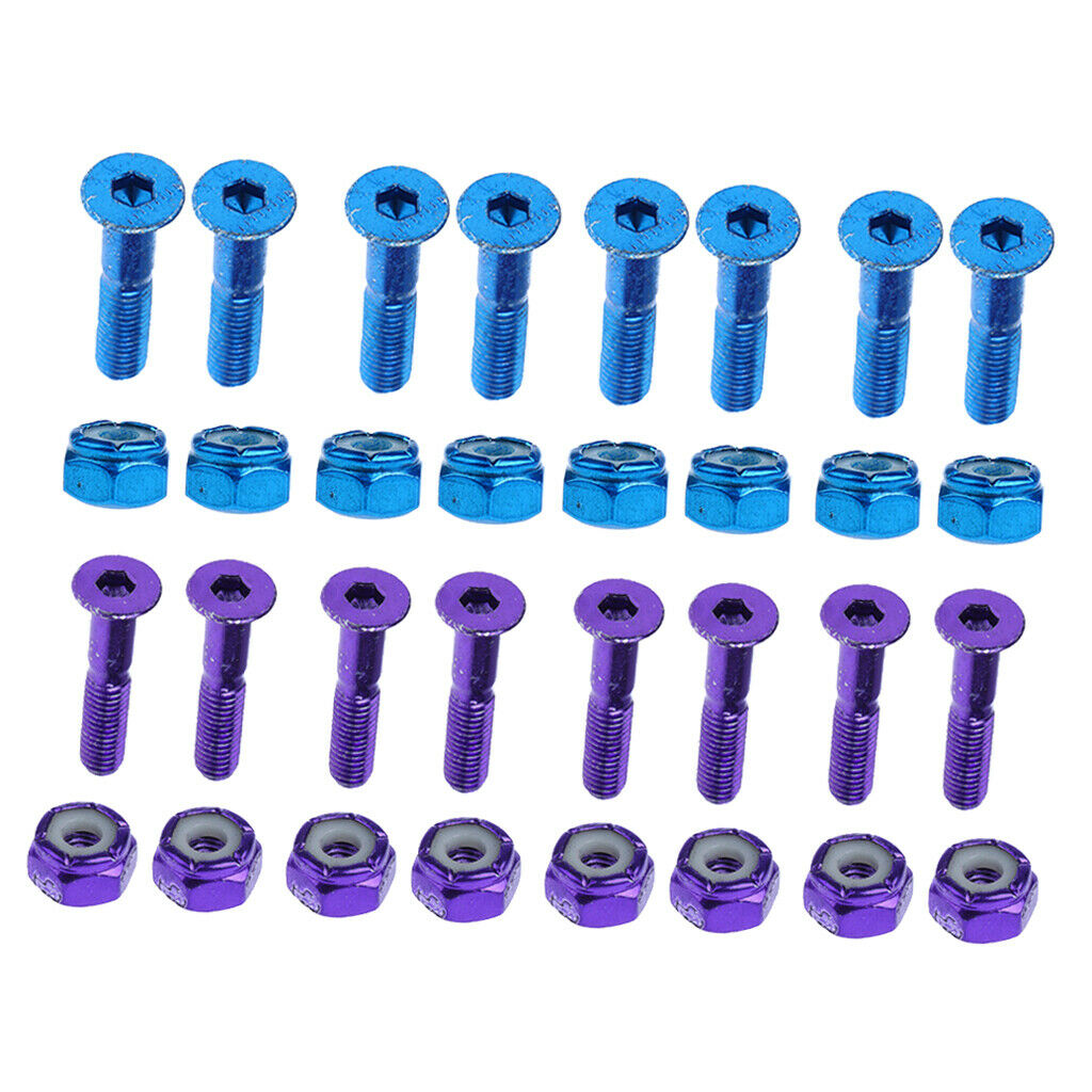 Set of 16 Carbon Steel Longboard Screws Bolts 1'' Flat Head Truck Hardware