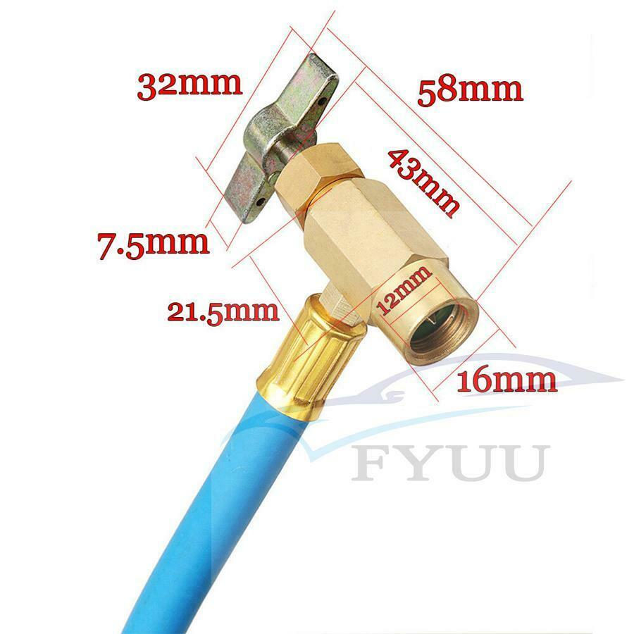 R-1234yf A/C Service Charging Hose W/ 100PSI Gauge Coupler Refrigerant Can Tap