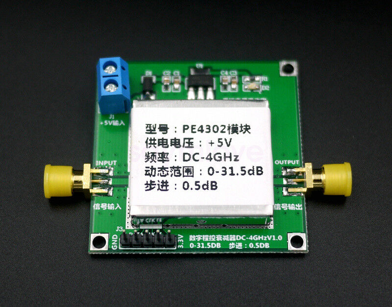 New PE4302 Digital RF Attenuator Module High Linearity 0.5dB Step 1MHz-4GHz