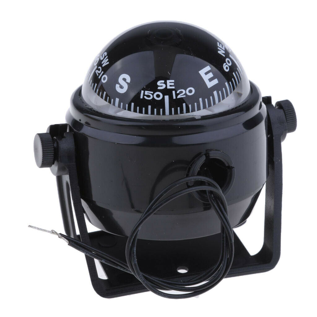 1x Black Electronic LED Marine Digital Navigation Compass for Auto Boat