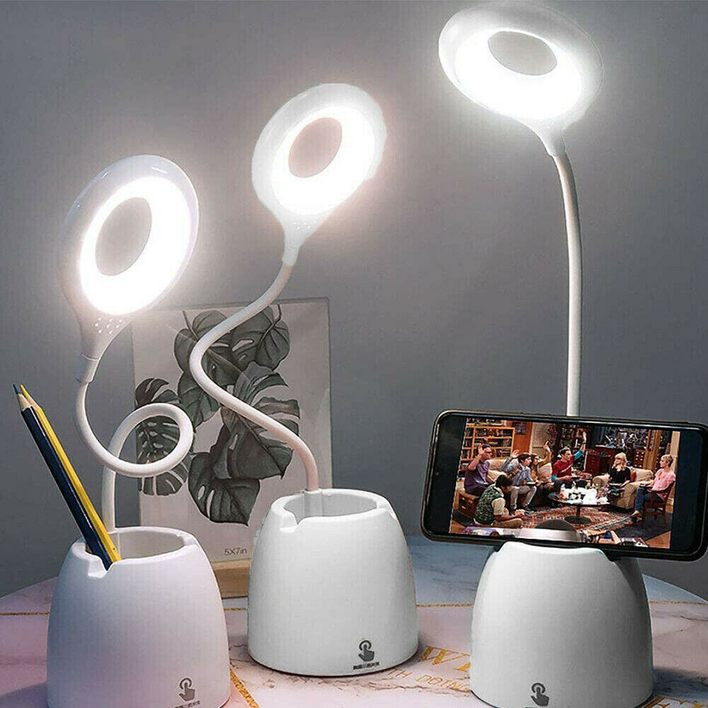 Adjustable LED Reading Desk Lamps Flexible Touch Bedside Table Night Light White