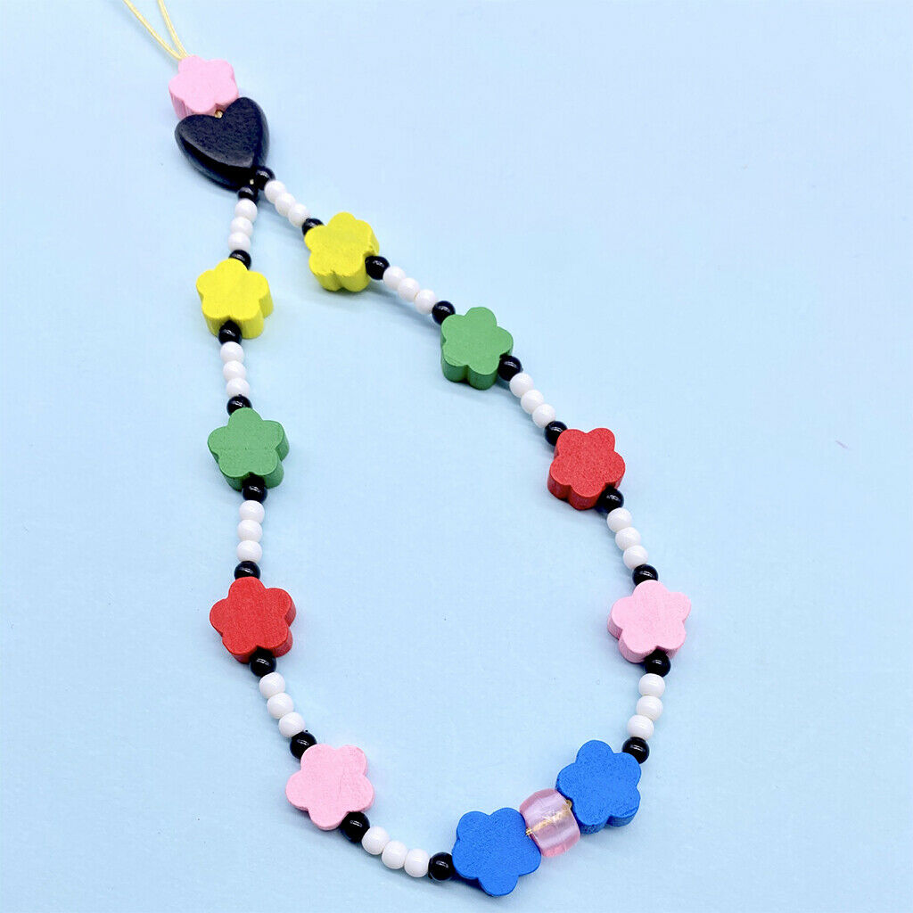 Flower Beaded Phone Lanyard Phone Decoration DIY Beads Charms Key Chain