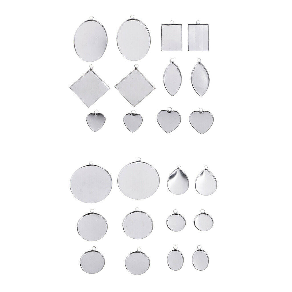 12 Pieces Round Charms Pendants Blanks Frames For Cabochons Necklace Crafting -