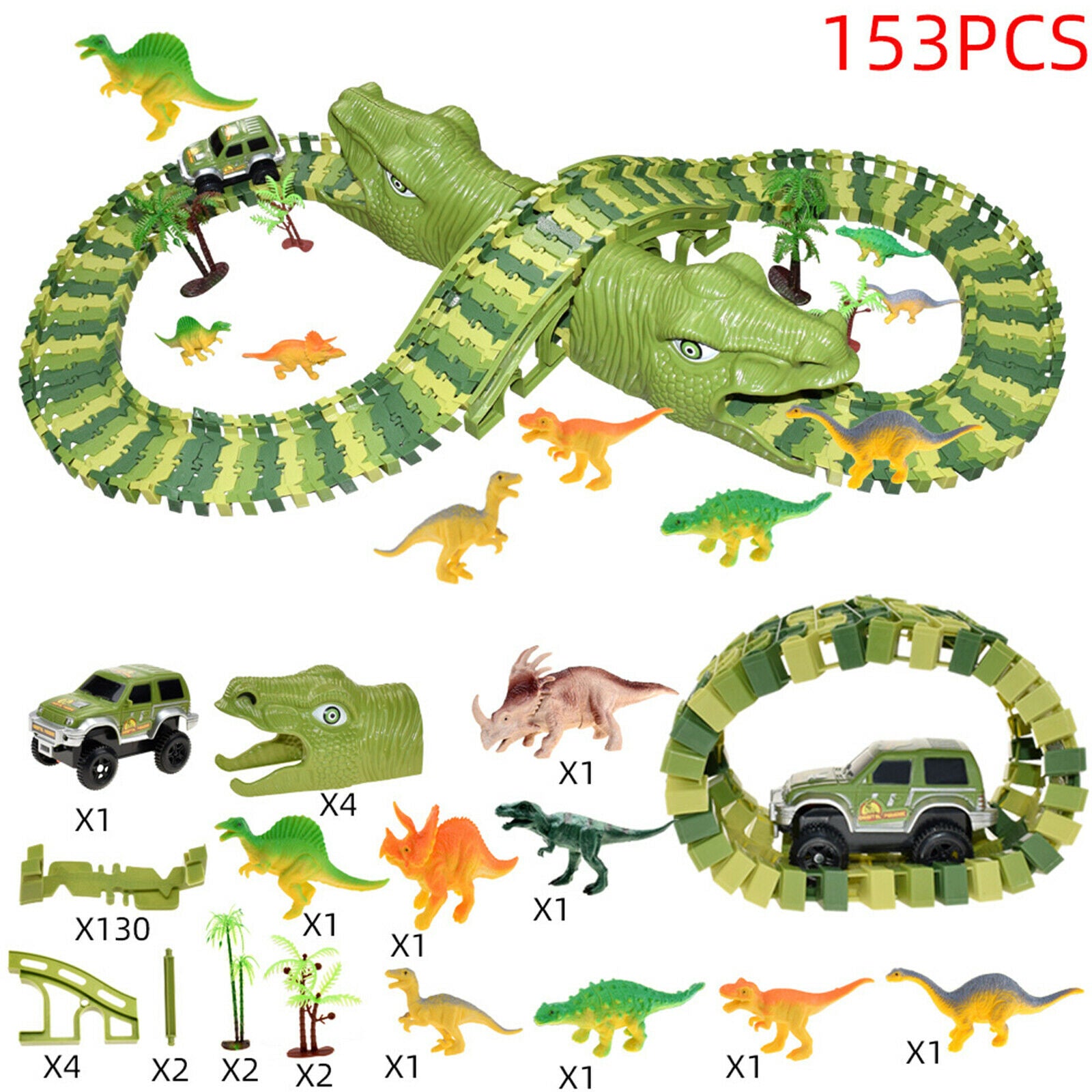 Dinosaur Toys Race Tracks Boys Kids Flexible Train Tracks Kids Building Toys Set