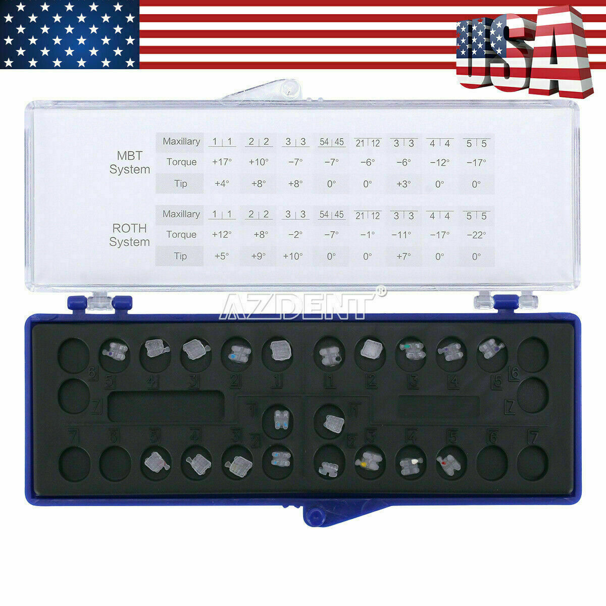 5 Packs Dental Ceramic Orthodontic Bracket Braces 5*5 Roth 0.22 Braces Hooks 345
