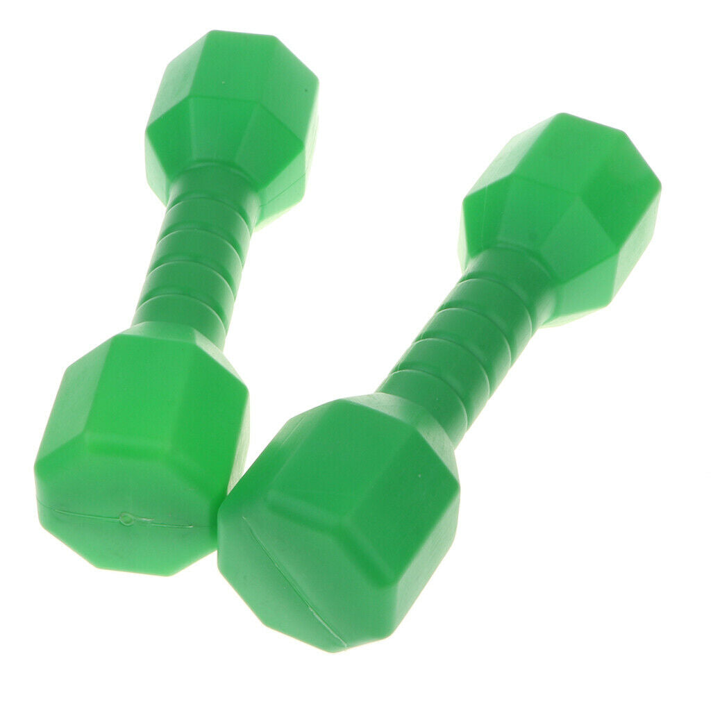 2 Pairs of Durable Plastic Dumbbells for Children, Morning Exercise Toys, Green