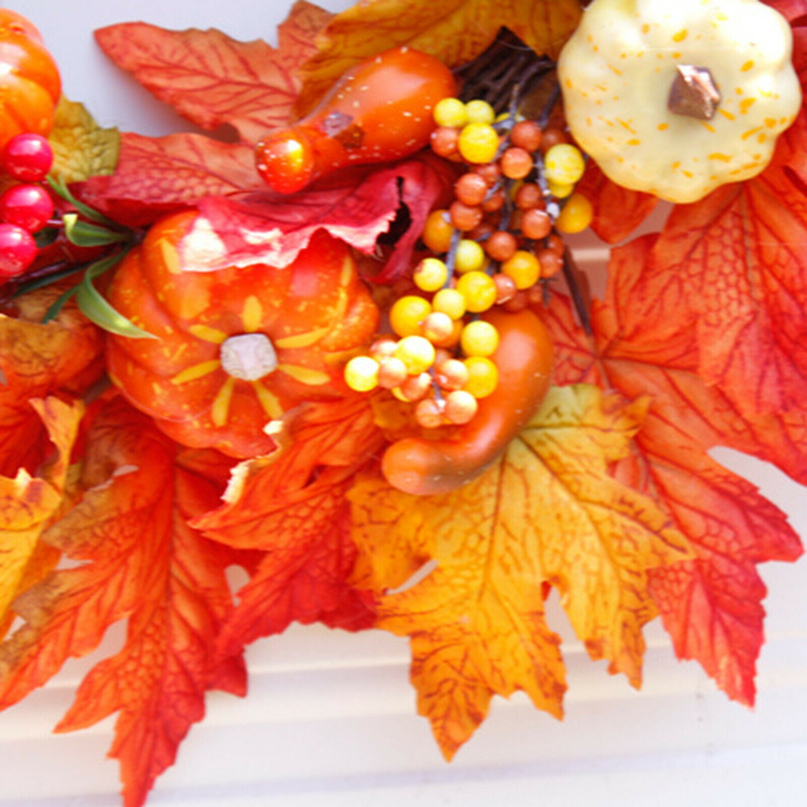 Autumn Fall Harvest Round Garland Wreath 24" Door Decor Ornaments Halloween