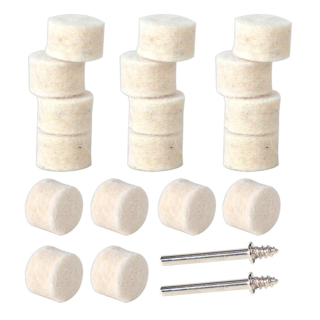 100 Pcs Wool Felt Polishing Buffing Round Wheel Tool + 2 Shank Fit for Rotary An