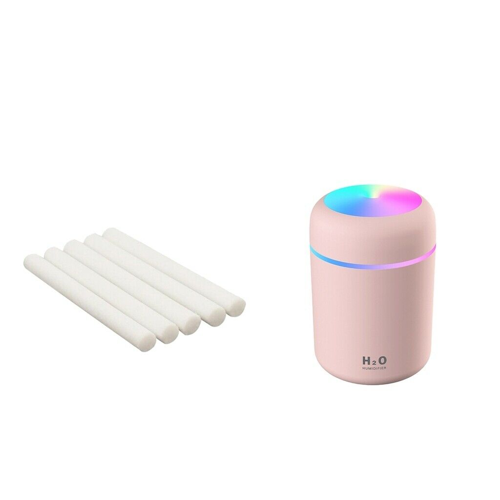 Pink USB diffuser humidifier with essential oils + 5 sticks