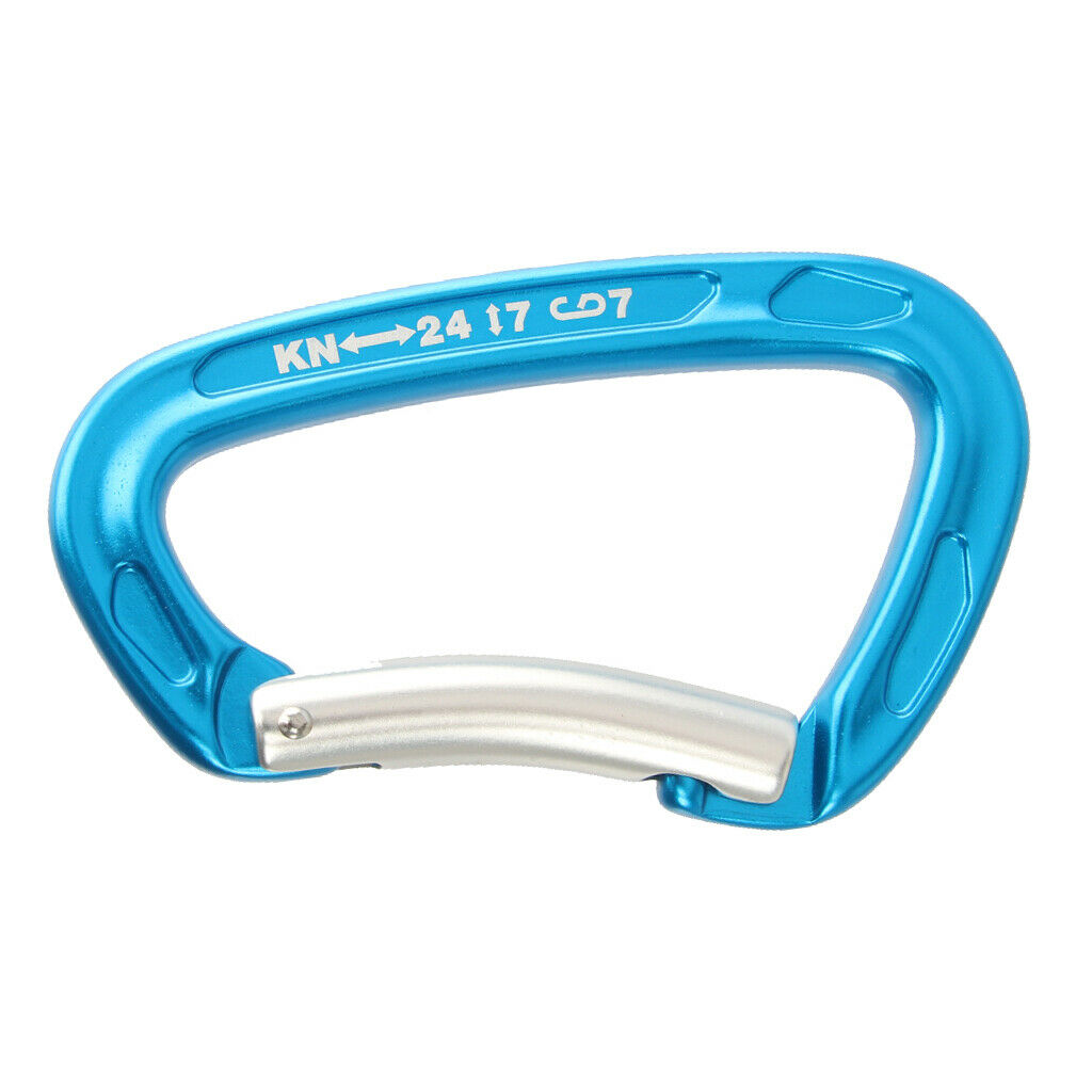 Outdoor Mountaineering Climbing Aluminum Bent Gate Carabiner 24KN - Blue