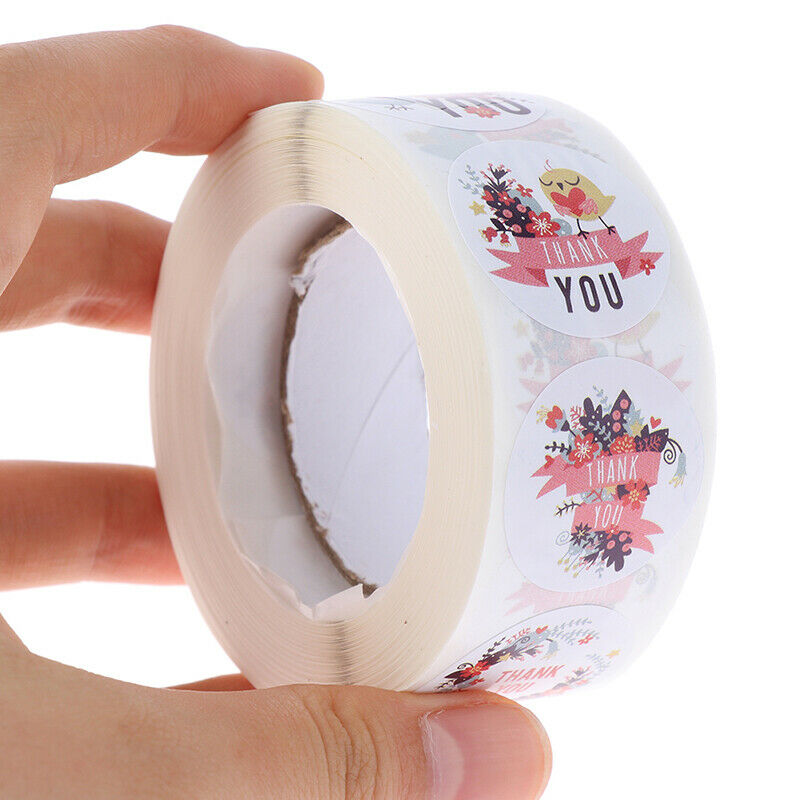 500pcs/roll floral thank you stickers scrapbooking for package seal lab.l8