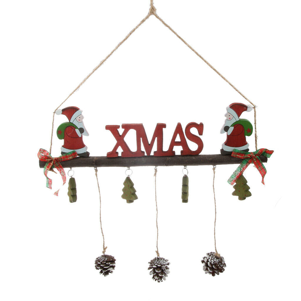 Merry Christmas Tree Hanging Ornaments Xmas Wood Door Hanging Decoration