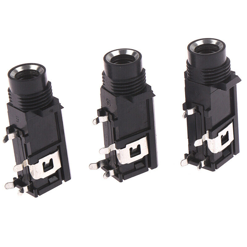 3pcs/lot 6.35mm Jack stereo female socket connector audio adapter 4pin UK.l8
