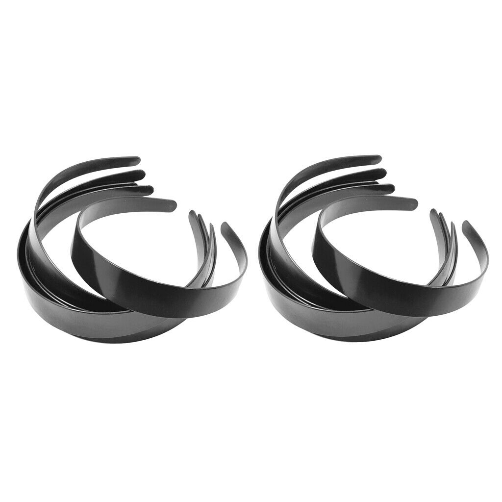 10x Unisex Black Plain Hair Head Hoop Band Sport Headband Hairband Practical