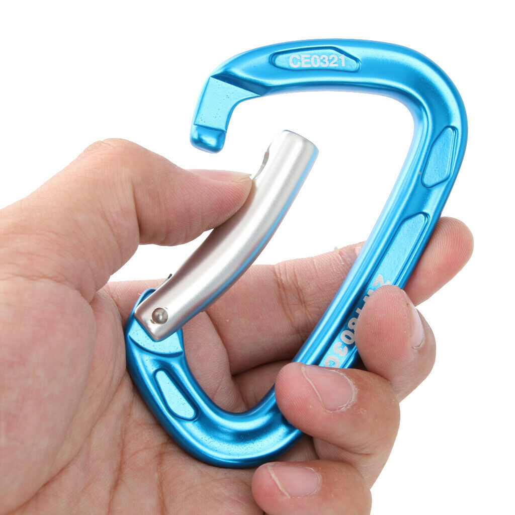 Outdoor Mountaineering Climbing Aluminum Bent Gate Carabiner 24KN - Blue