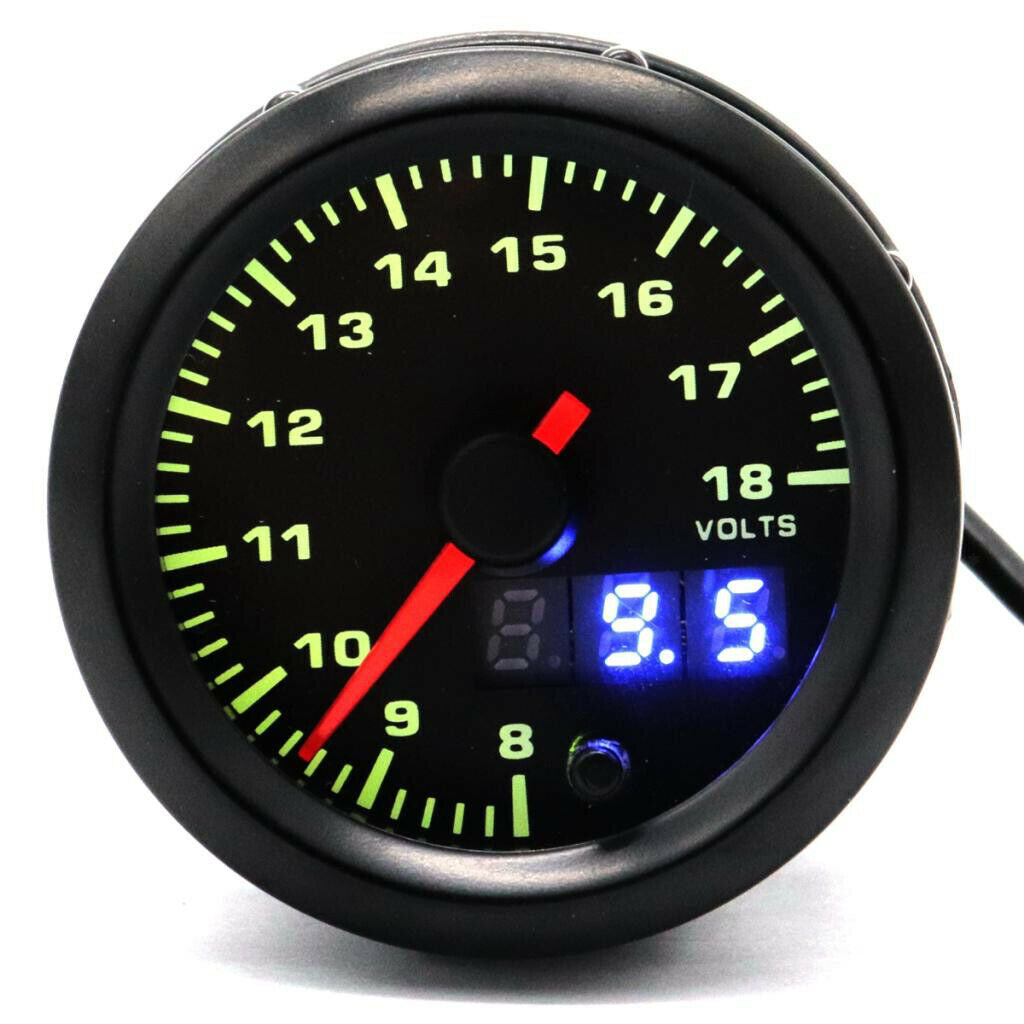 8-18V Boat Marine Truck Voltmeter 7 Color LED Volt Meter Gauge Black Bezel